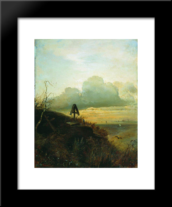 Tomb On The Banks Of The Volga 20x24 Black Modern Wood Framed Art Print Poster by Savrasov, Aleksey