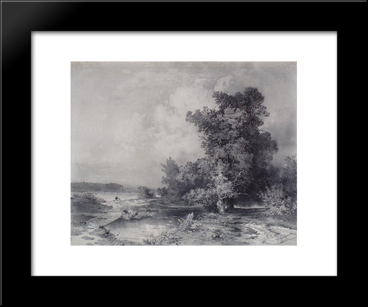 Type In A Village Near Moscow Kuntsevo 20x24 Black Modern Wood Framed Art Print Poster by Savrasov, Aleksey