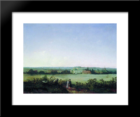 Type In The Outskirts Of Moscow To The Manor And Two Female Figures 20x24 Black Modern Wood Framed Art Print Poster by Savrasov, Aleksey