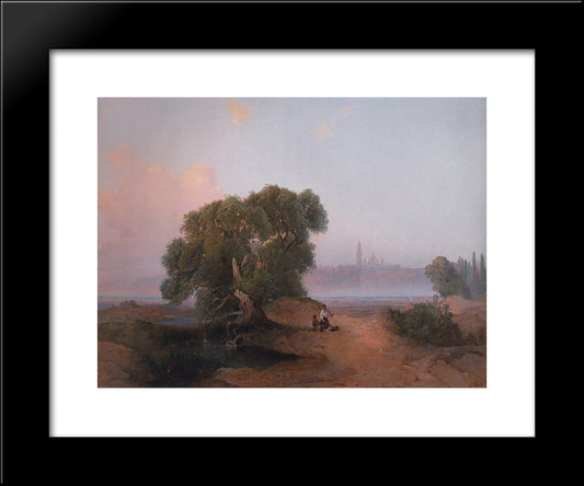 View Of Pechersk Lavra In Kiev From The Dnieper 20x24 Black Modern Wood Framed Art Print Poster by Savrasov, Aleksey