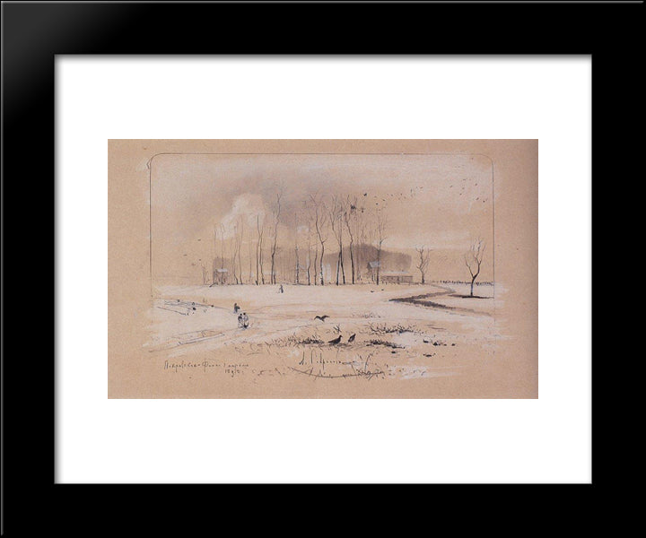 View The Village Pokrovskoye Feely 20x24 Black Modern Wood Framed Art Print Poster by Savrasov, Aleksey