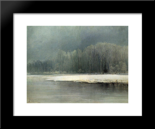Winter Landscape. Rime 20x24 Black Modern Wood Framed Art Print Poster by Savrasov, Aleksey