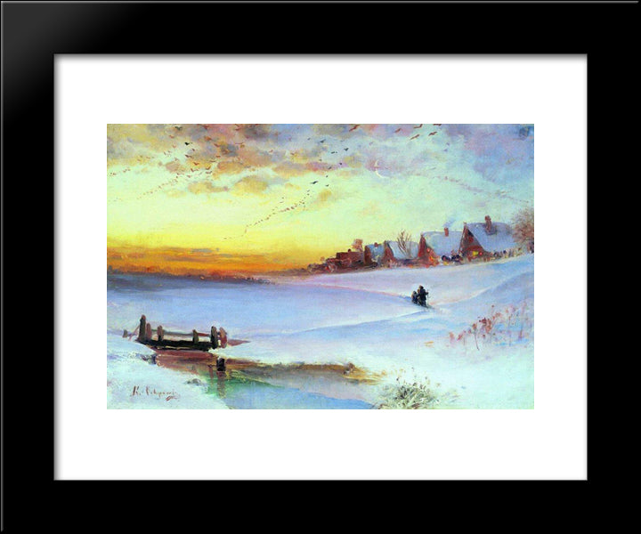 Winter Landscape (Thaw) 20x24 Black Modern Wood Framed Art Print Poster by Savrasov, Aleksey