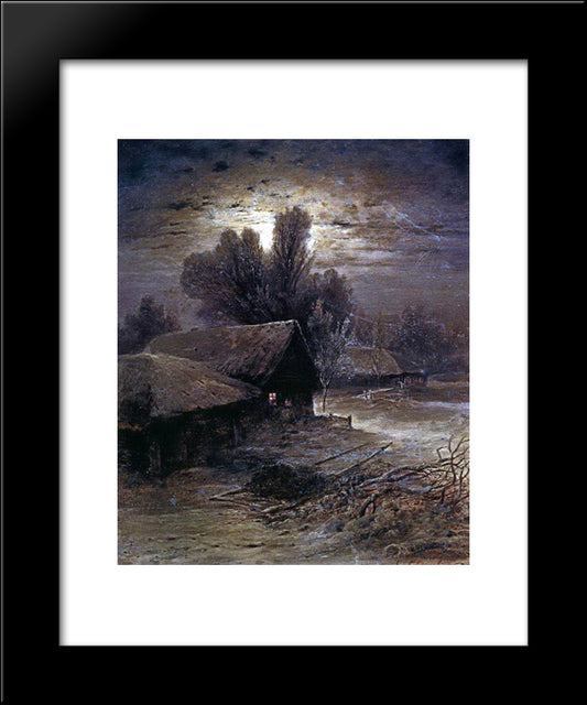 Winter Night 20x24 Black Modern Wood Framed Art Print Poster by Savrasov, Aleksey