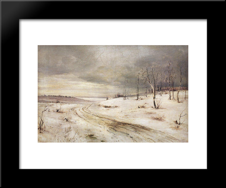 Winter Road 20x24 Black Modern Wood Framed Art Print Poster by Savrasov, Aleksey