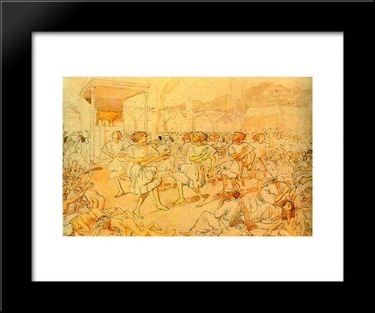 Adorarion Of Golden Calf 20x24 Black Modern Wood Framed Art Print Poster by Ivanov, Alexander