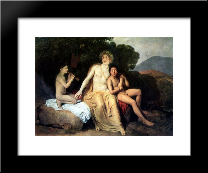 Apollo, Hyacinthus And Cyparis Singing And Playing 20x24 Black Modern Wood Framed Art Print Poster by Ivanov, Alexander