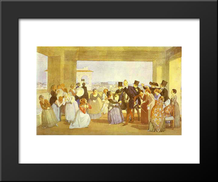 Festival In Rome In October. Scene In The Loggia (Asking To Dance) 20x24 Black Modern Wood Framed Art Print Poster by Ivanov, Alexander