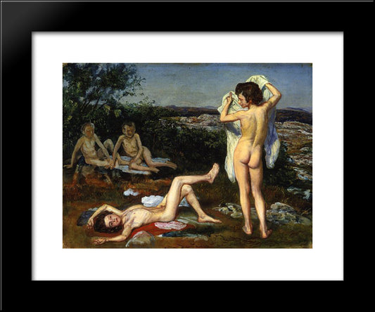 Four Nude Boys 20x24 Black Modern Wood Framed Art Print Poster by Ivanov, Alexander