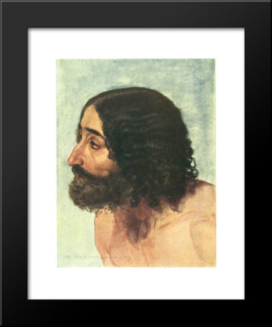 Head Of A Man. Study Of The Figure Of Paralytic For The Painting The Appearance Of Christ To The People. 20x24 Black Modern Wood Framed Art Print Poster by Ivanov, Alexander