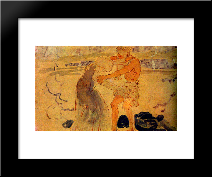 Jacob Not Let To Go An Angel Struggling With Him 20x24 Black Modern Wood Framed Art Print Poster by Ivanov, Alexander