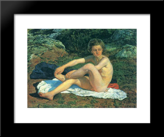 Naked Boy 20x24 Black Modern Wood Framed Art Print Poster by Ivanov, Alexander