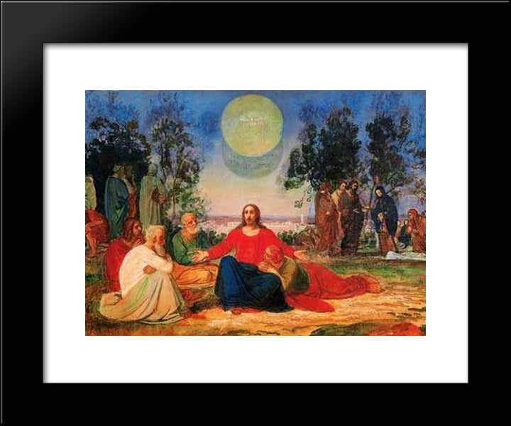 Preaching Of Christ On The Mount Of Olives About The Second Coming 20x24 Black Modern Wood Framed Art Print Poster by Ivanov, Alexander