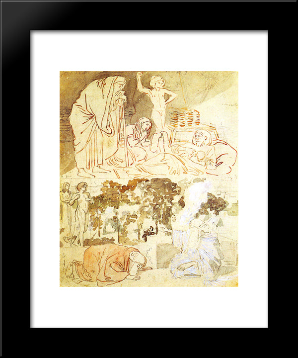 Sarah Breast-Feeding Isaac 20x24 Black Modern Wood Framed Art Print Poster by Ivanov, Alexander