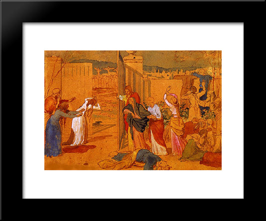 The Virgin, Christ'S Disciples And The Women, Following Him, Watching From Afar, To Be Crucified 20x24 Black Modern Wood Framed Art Print Poster by Ivanov, Alexander