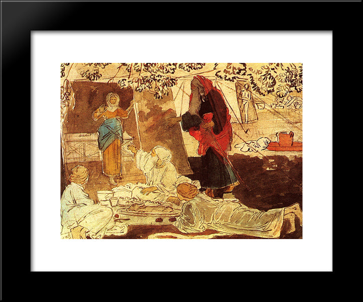 Three Pilgrim Announce Abraham The Birth Of Isaac 20x24 Black Modern Wood Framed Art Print Poster by Ivanov, Alexander