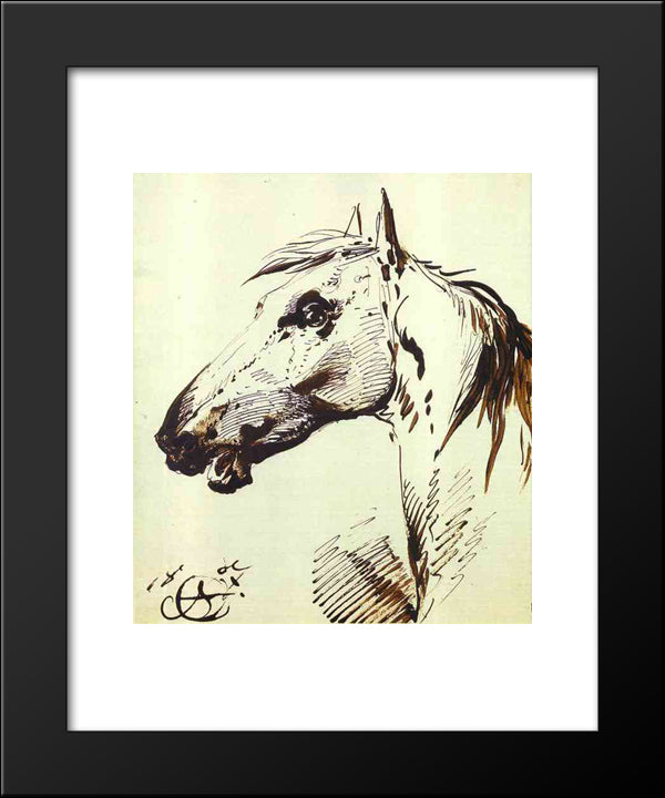 Head Of A Horse 20x24 Black Modern Wood Framed Art Print Poster by Orlowski, Alexander