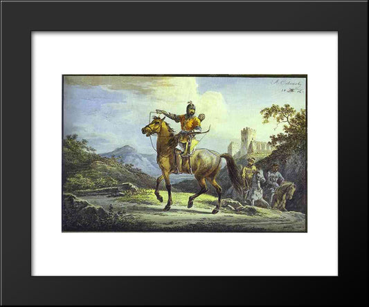 Horsemen 20x24 Black Modern Wood Framed Art Print Poster by Orlowski, Alexander