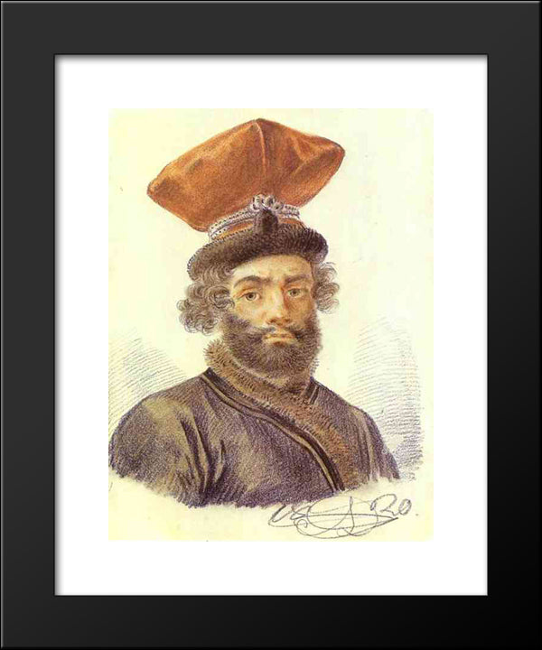 Portrait Of A Cabman 20x24 Black Modern Wood Framed Art Print Poster by Orlowski, Alexander