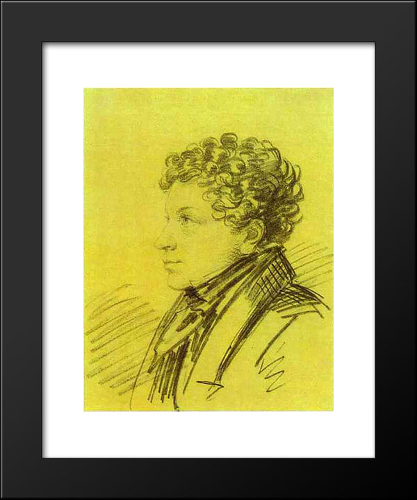 Portrait Of Leo Pushkin 20x24 Black Modern Wood Framed Art Print Poster by Orlowski, Alexander