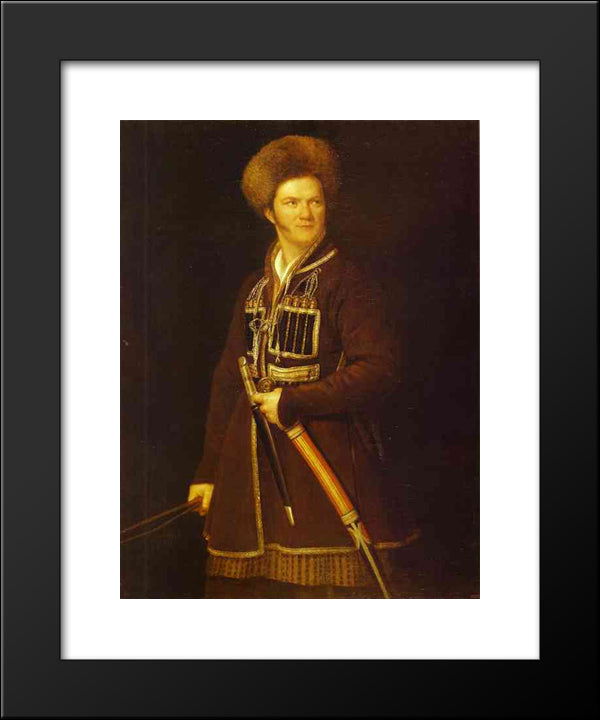 Self-Portrait In A Suit Of A Caucasian Warrior 20x24 Black Modern Wood Framed Art Print Poster by Orlowski, Alexander