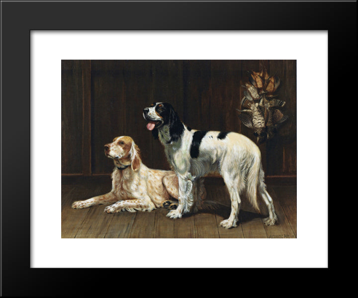 A Pair Of Setters 20x24 Black Modern Wood Framed Art Print Poster by Pope, Alexander