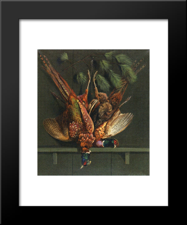 Hanging Pheasants 20x24 Black Modern Wood Framed Art Print Poster by Pope, Alexander