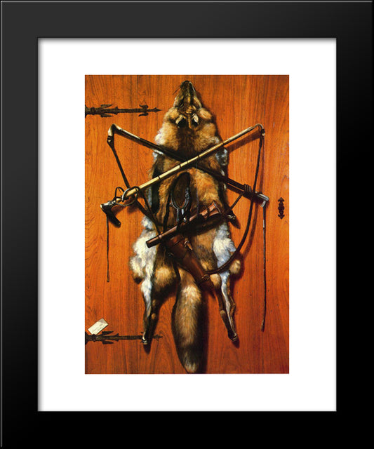 Still Life. Hunting Trophies - Red Fox Skin 20x24 Black Modern Wood Framed Art Print Poster by Pope, Alexander