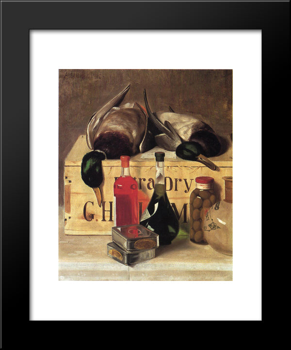 Still Life With Mallards 20x24 Black Modern Wood Framed Art Print Poster by Pope, Alexander