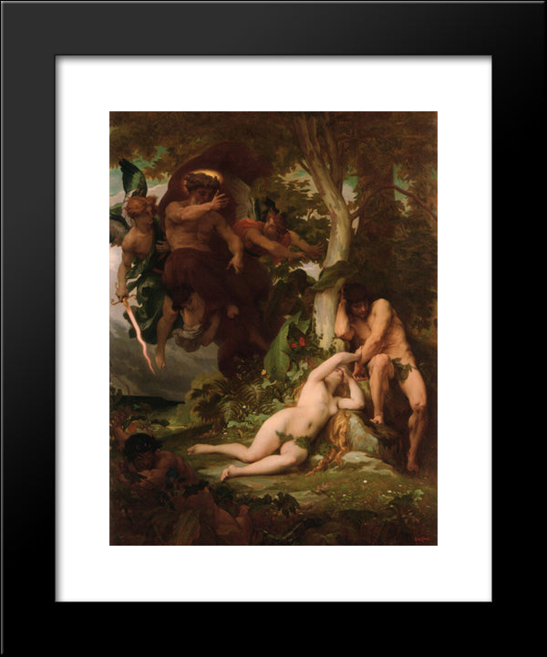 The Expulsion Of Adam And Eve From The Garden Of Paradise 20x24 Black Modern Wood Framed Art Print Poster by Cabanel, Alexandre