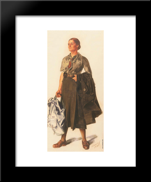 Anita Lopez In The Form Of Scout 20x24 Black Modern Wood Framed Art Print Poster by Jacovleff, Alexandre