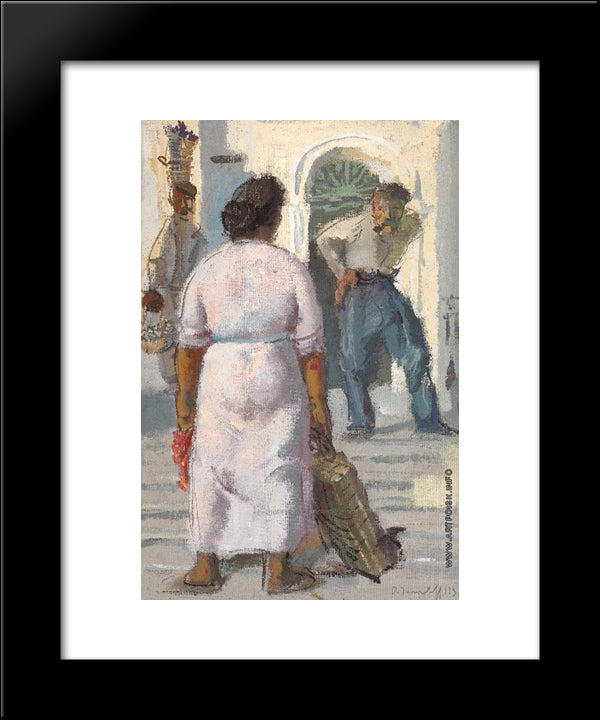 Conversation In Capri 20x24 Black Modern Wood Framed Art Print Poster by Jacovleff, Alexandre