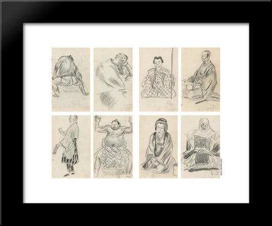 Japanese Sketches 20x24 Black Modern Wood Framed Art Print Poster by Jacovleff, Alexandre