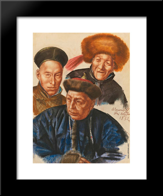 Mongolian Chiefs 20x24 Black Modern Wood Framed Art Print Poster by Jacovleff, Alexandre