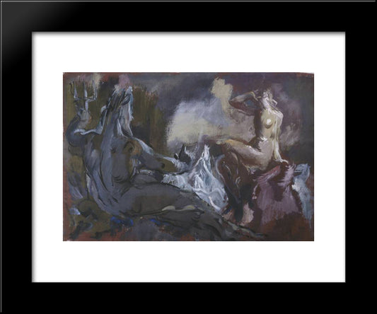 Neptune And Andromeda 20x24 Black Modern Wood Framed Art Print Poster by Jacovleff, Alexandre