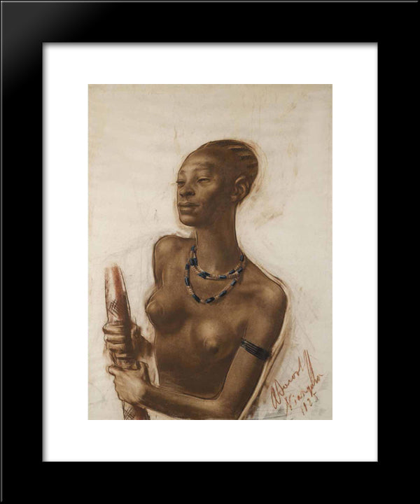 Portrait Of Mangbetu Woman 20x24 Black Modern Wood Framed Art Print Poster by Jacovleff, Alexandre