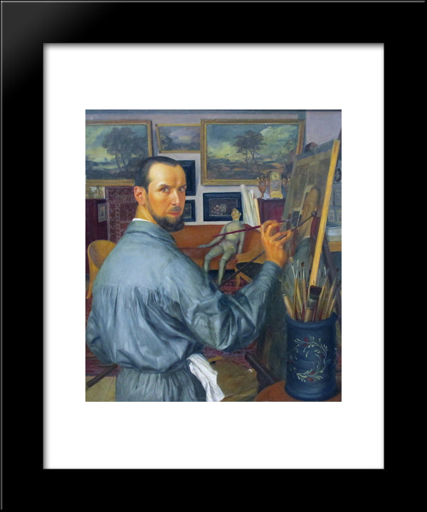 Self-Portrait 20x24 Black Modern Wood Framed Art Print Poster by Jacovleff, Alexandre