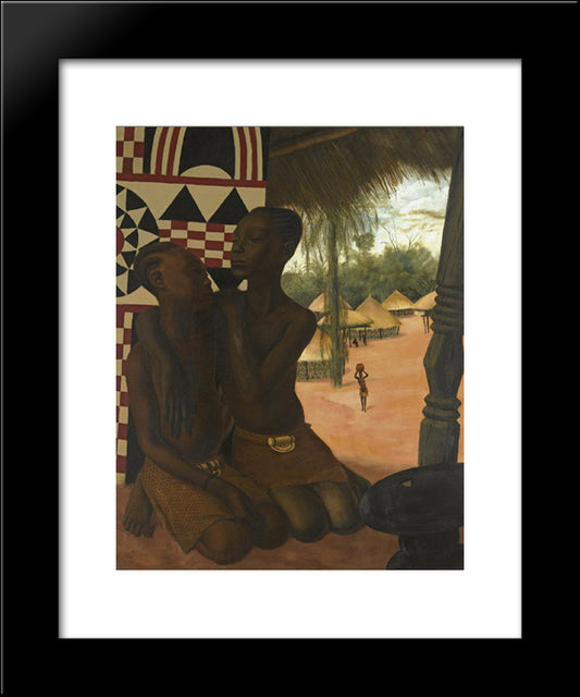 Titi And Naranghe, Daughters Of Chief Eki Bondo 20x24 Black Modern Wood Framed Art Print Poster by Jacovleff, Alexandre