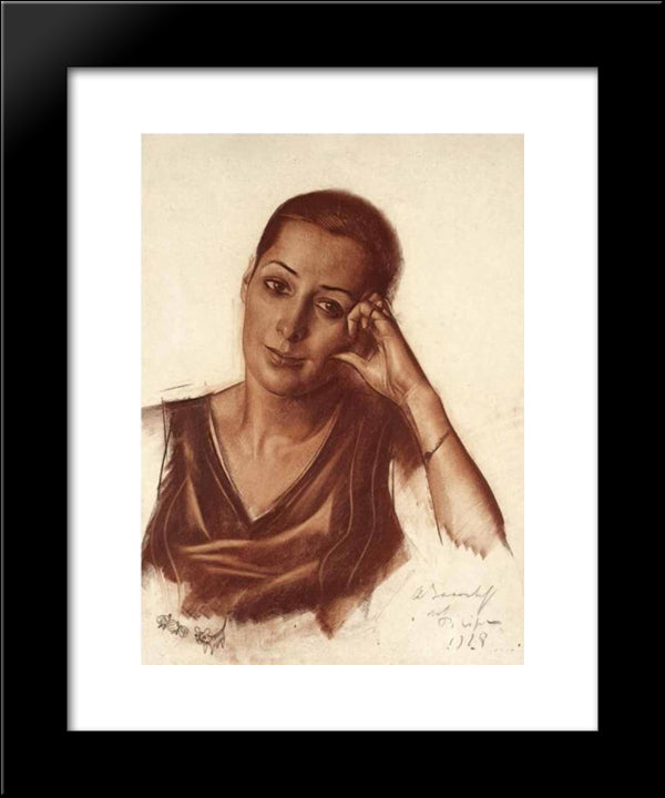 Woman'S Portrait 20x24 Black Modern Wood Framed Art Print Poster by Jacovleff, Alexandre