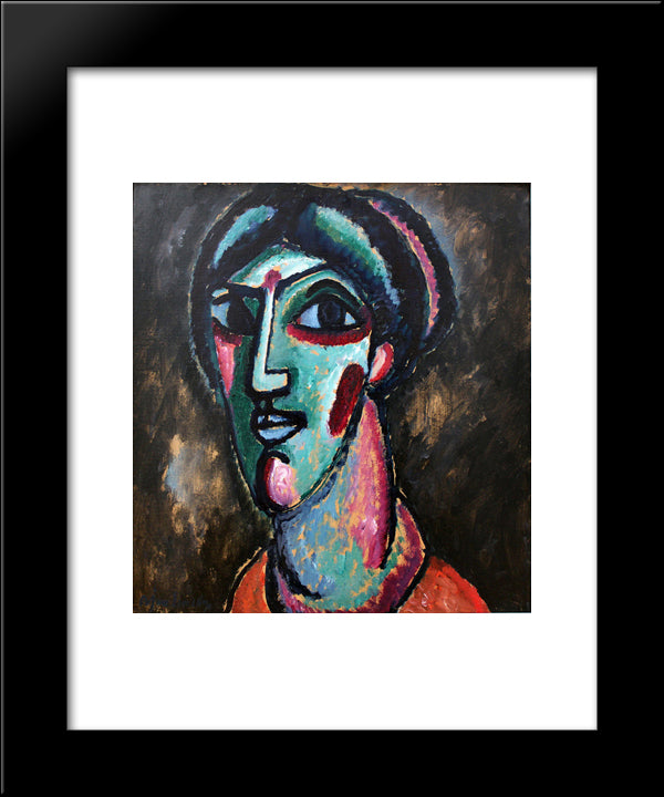 Head In Black And Green 20x24 Black Modern Wood Framed Art Print Poster by von Jawlensky, Alexej