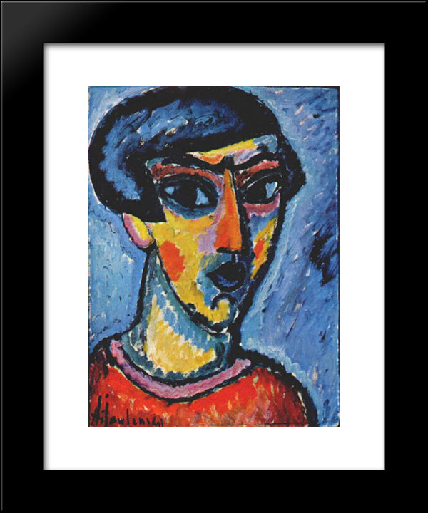 Head In Blue 20x24 Black Modern Wood Framed Art Print Poster by von Jawlensky, Alexej