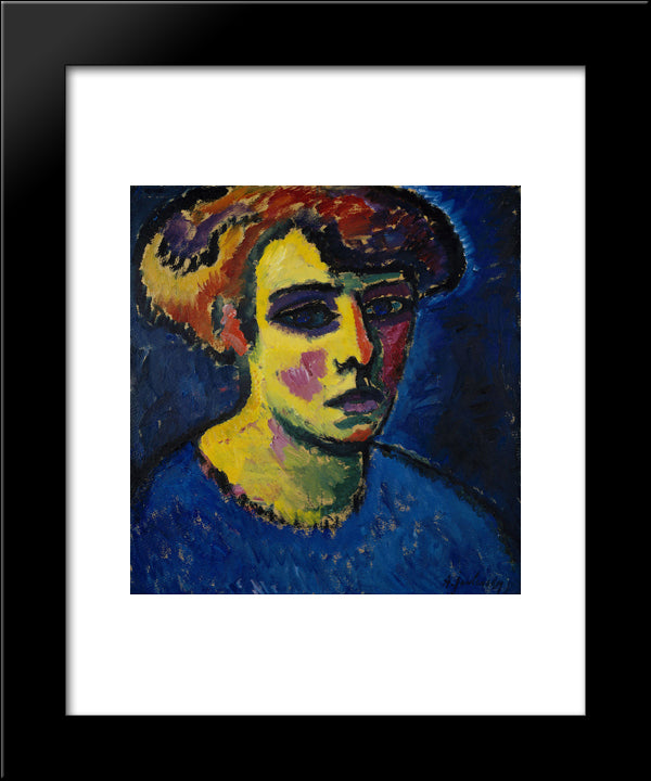 Head Of A Woman 20x24 Black Modern Wood Framed Art Print Poster by von Jawlensky, Alexej