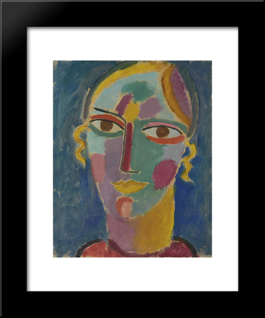 Mystischer Kopf Frauenkopf Auf Blauem Grund 20x24 Black Modern Wood Framed Art Print Poster by von Jawlensky, Alexej