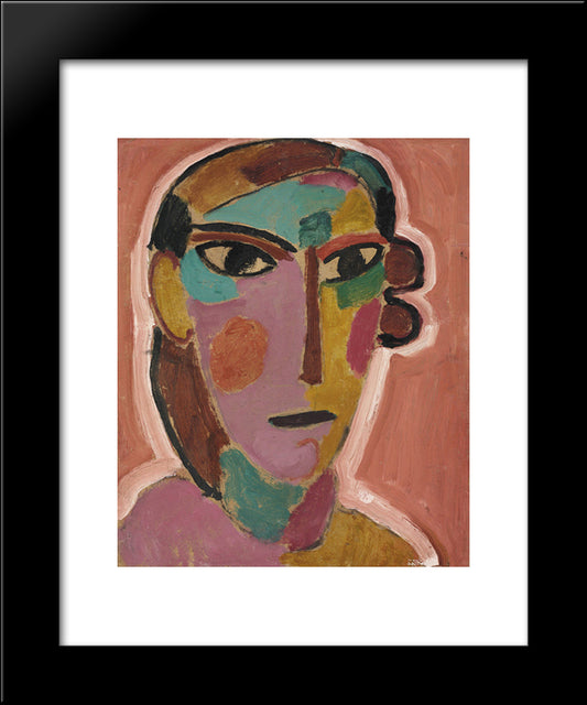 Mystischer Kopf Frauenkopf Auf Rotem Grund 20x24 Black Modern Wood Framed Art Print Poster by von Jawlensky, Alexej