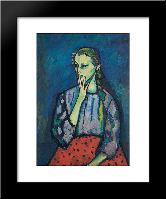 Portrait Of A Girl 20x24 Black Modern Wood Framed Art Print Poster by von Jawlensky, Alexej