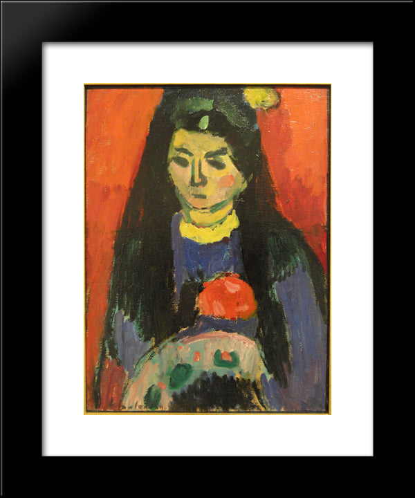 Red Blossom 20x24 Black Modern Wood Framed Art Print Poster by von Jawlensky, Alexej