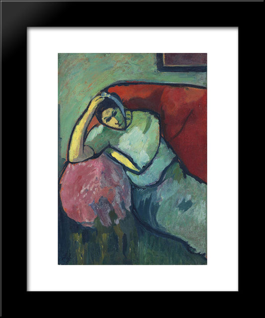 Sitzende Frau 20x24 Black Modern Wood Framed Art Print Poster by von Jawlensky, Alexej