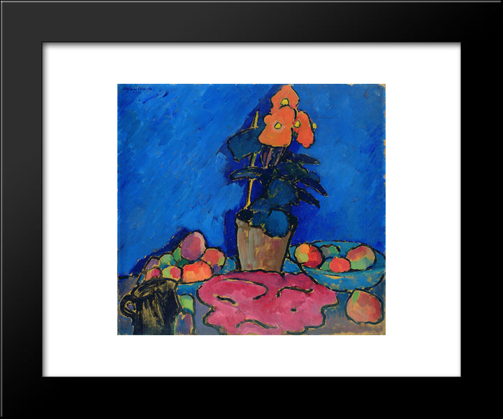 Still Life With Begonia 20x24 Black Modern Wood Framed Art Print Poster by von Jawlensky, Alexej