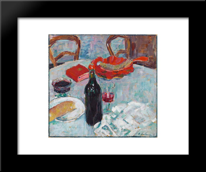 Stilleben Mit Weinflasche 20x24 Black Modern Wood Framed Art Print Poster by von Jawlensky, Alexej