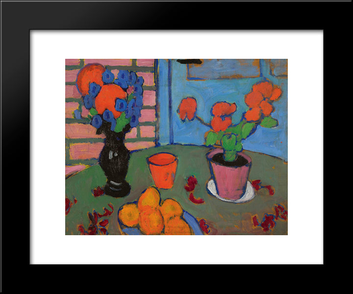 Still-Life With Flowers And Oranges 20x24 Black Modern Wood Framed Art Print Poster by von Jawlensky, Alexej